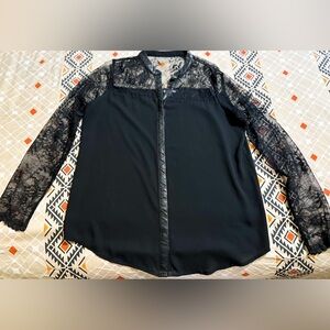 Express Black Lace Detail Blouse